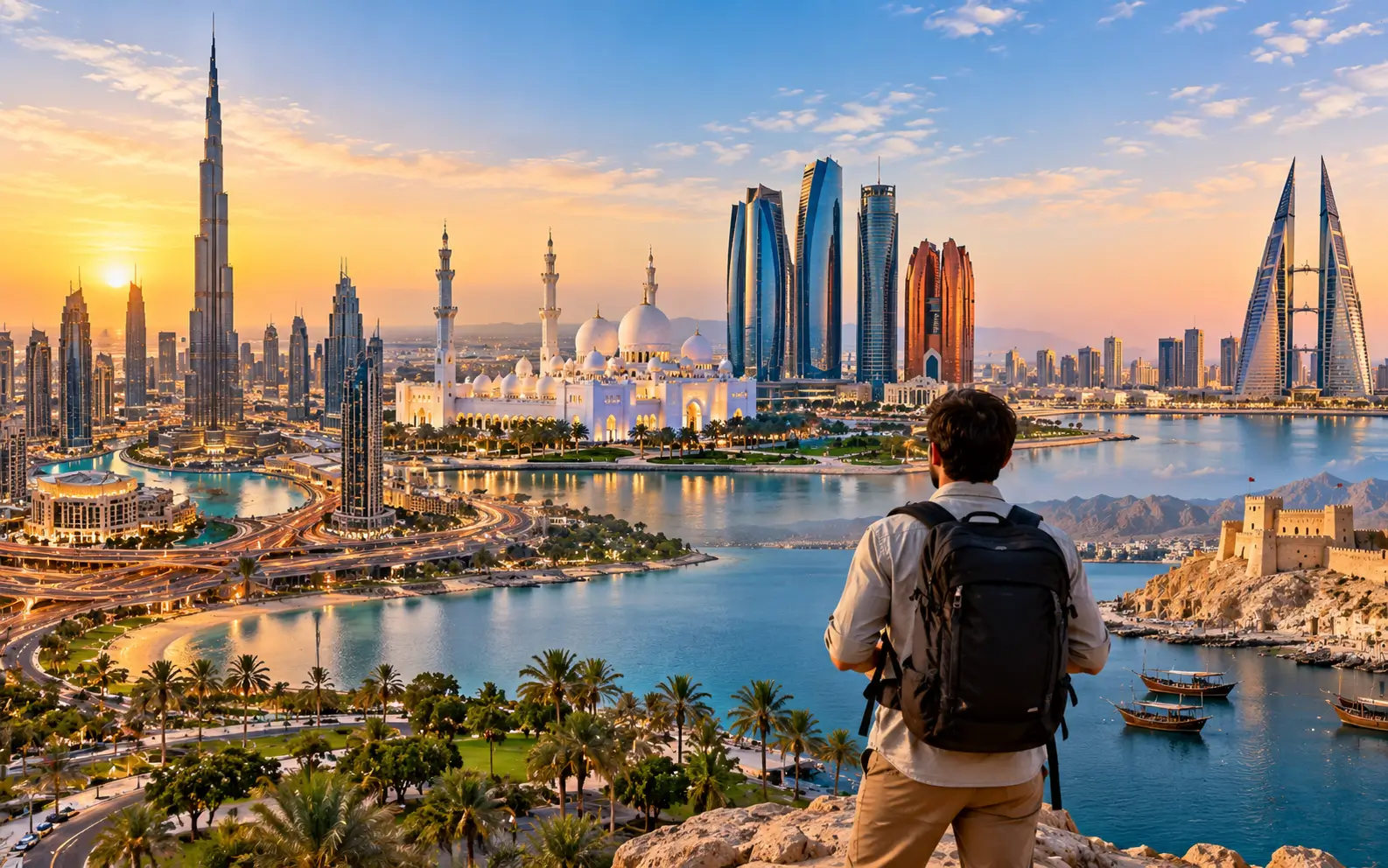 multi-stop Gulf itinerary